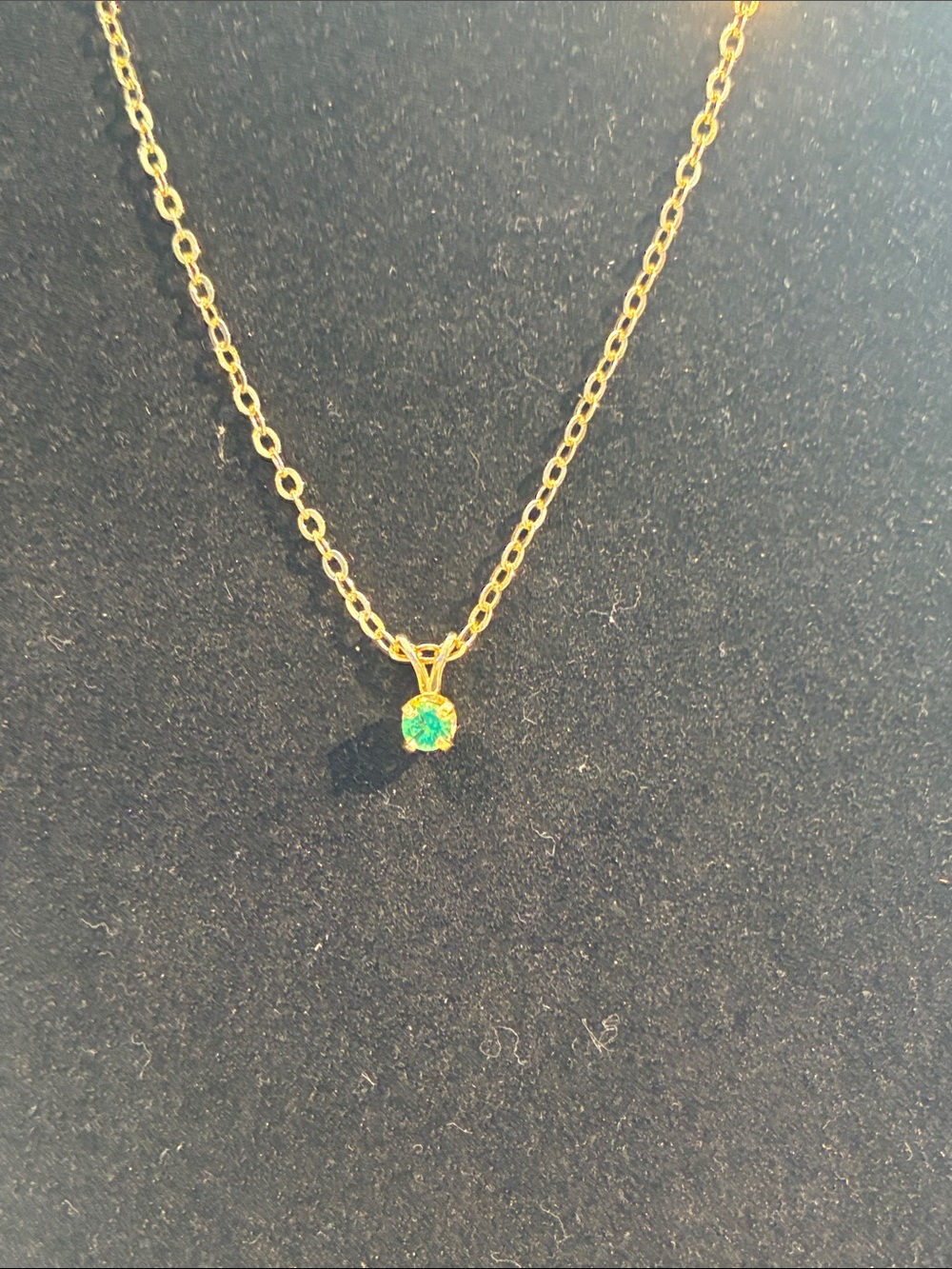 10K Gold Natural Emerald with 18 Inch Gold-toned Chain